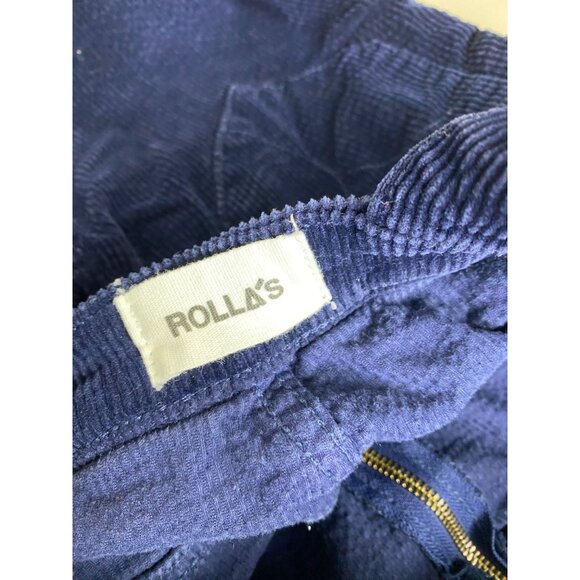 Rollas Navy Blue Corduroy Eastcoast Flare Overalls Women Size 25 Bib Western - Picture 5 of 16